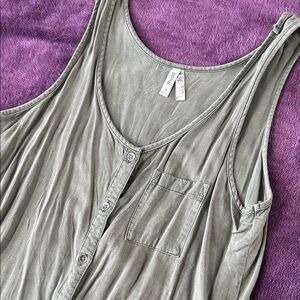 Mudd Olive Green Button-Front Tank with Chest Pocket